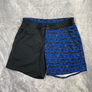 Tomboy X Unisex Size Medium Stretch Unlined Swim Trunks Sharks Black Blue